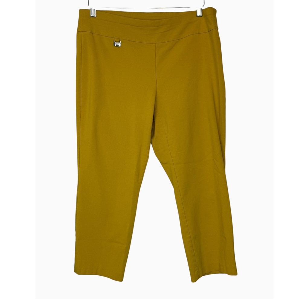 Alfani Womens 12 Mustard Pull On Cropped Pants Stretch Career Casual